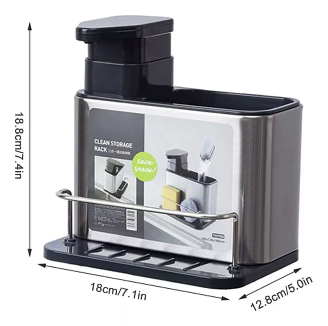 DISPENSADOR JABON LIQUIDO Y ORGANIZADOR DE ESPONJAS