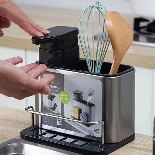 DISPENSADOR JABON LIQUIDO Y ORGANIZADOR DE ESPONJAS