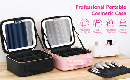 MALETA MAQUILLAJE CON ESPEJO LED